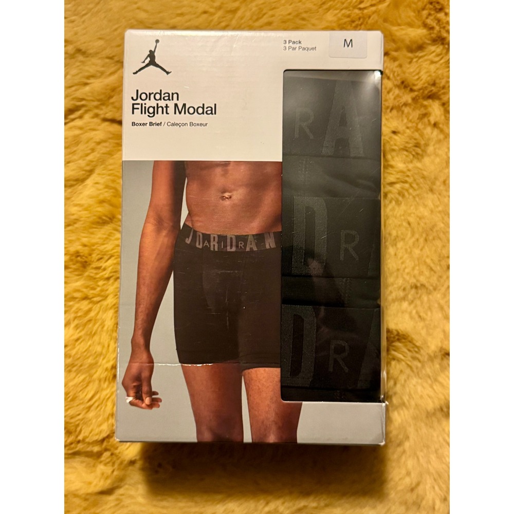 NWT Jordan Flight Modal 3 Pack Boxer Briefs Men's Size Medium,‎ Black